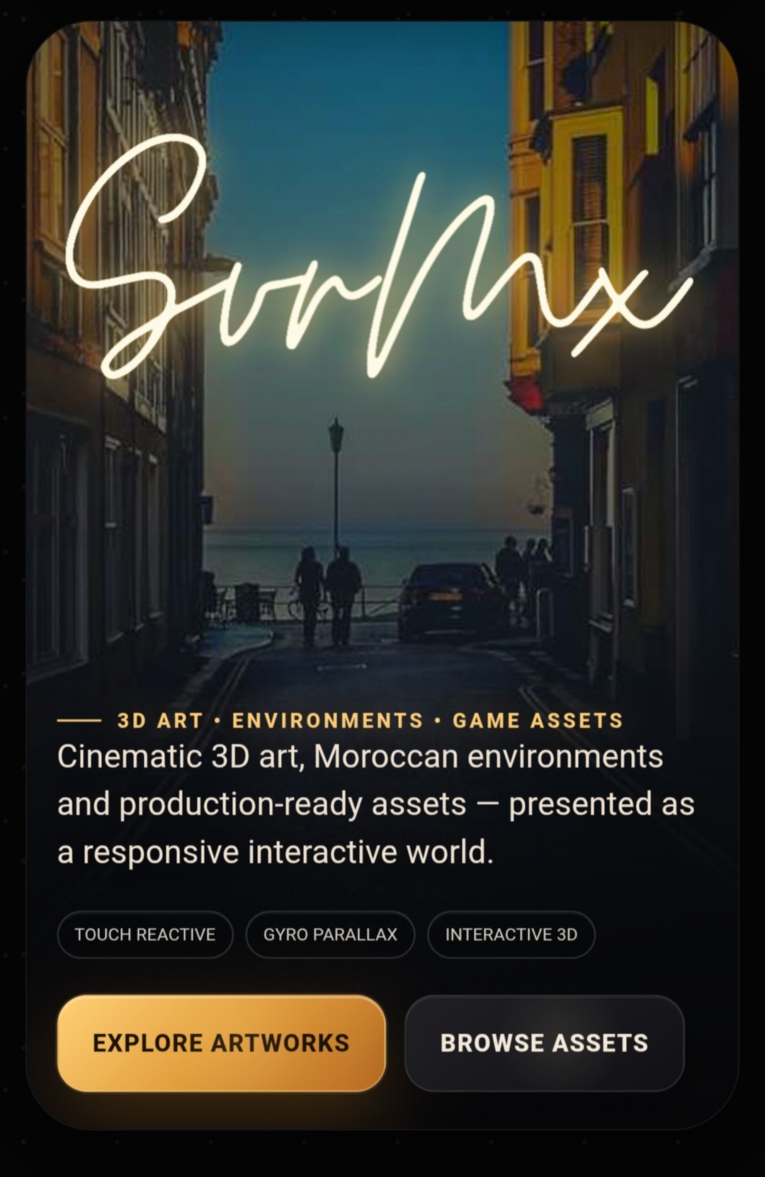 SvrMx App — immersive 3D portfolio for Android