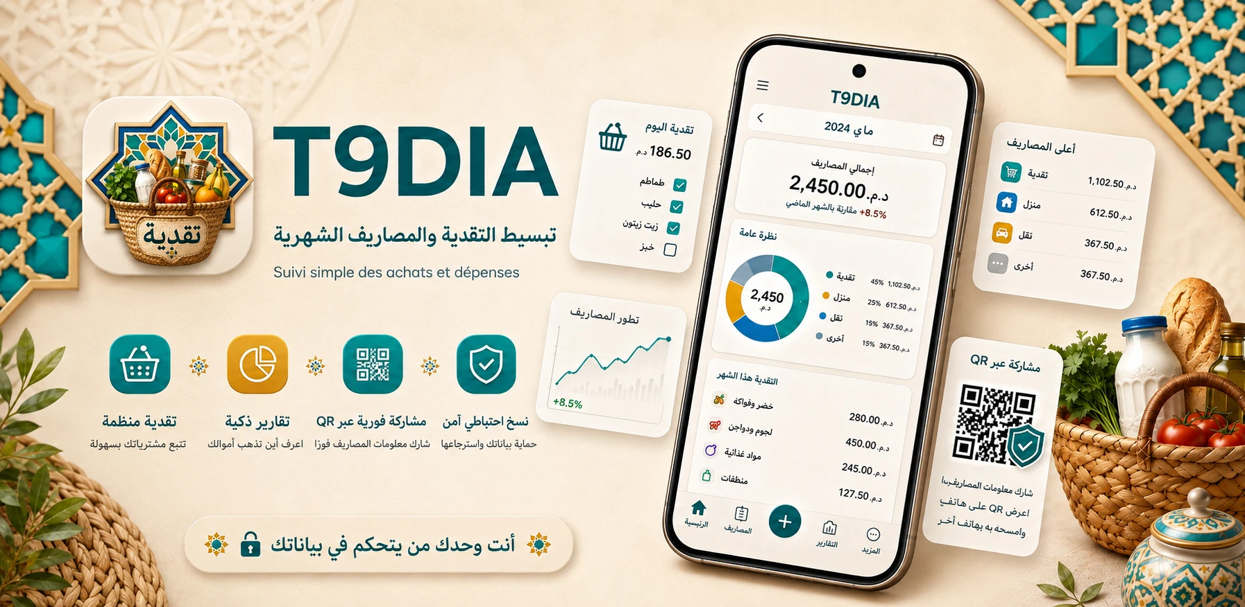 T9DIA application — monthly shopping and expense organizer
